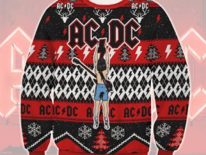 Acdc Angus Young Hold Lightning Ugly Christmas Sweater - Image 1