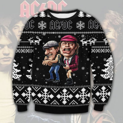 acdc brian johnson angus young black ugly christmas sweater 1 Acdc Brian Johnson Angus Young Black Ugly Christmas Sweater - Image 1