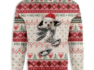 Adorable Chihuahua Dog Scratch Christmas Ugly Christmas Sweater - Image 1