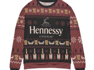 Aged French Brandy Cognac Snowflake Pattern Ugly Christmas Sweater - Image 1