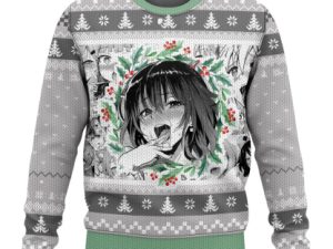 Ahegao Manga Girl Christmas Ugly Christmas Sweater - Image 1