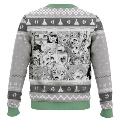 ahegao manga girl christmas ugly christmas sweater 2 Ahegao Manga Girl Christmas Ugly Christmas Sweater - Image 2