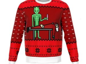 Alien And Santa Dildo Funny Christmas Ugly Christmas Sweater - Image 1