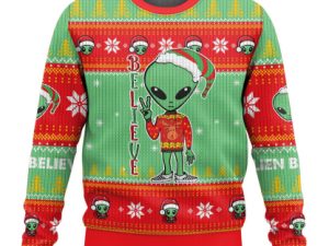 Alien Believe Ugly Christmas Sweater - Image 1
