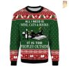 All I Need Is Wine Cats And Books Ugly Christmas Sweater - Image 1