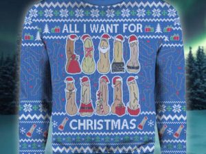 All I Want For Christmas Is You Blue Funny Ugly Christmas Sweater - Image 1