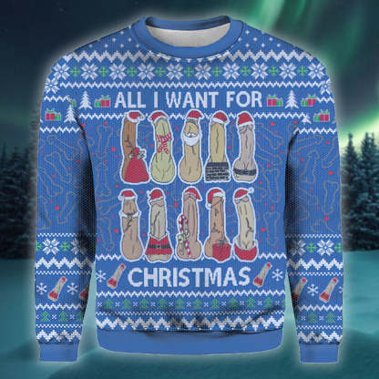 all i want for christmas is you blue funny ugly christmas sweater 1 All I Want For Christmas Is You Blue Funny Ugly Christmas Sweater - Image 1