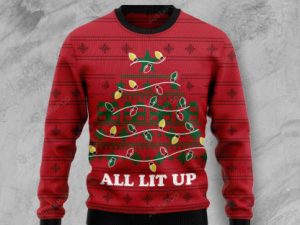 All Lit Up Noel Tree Ugly Christmas Sweater Gift For Christmas Unisex Crewneck Sweater - Image 1