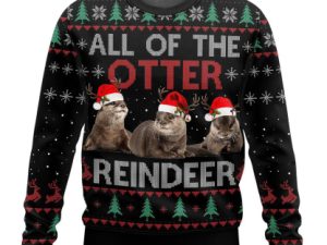 All Of Otter Reindeer Christmas Ugly Christmas Sweater - Image 1