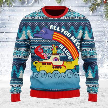 all you need is love ugly christmas sweater 1 All You Need Is Love Ugly Christmas Sweater - Image 1