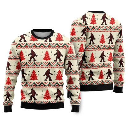 amazing bigfoot ugly christmas sweater 1 Amazing Bigfoot Ugly Christmas Sweater - Image 1