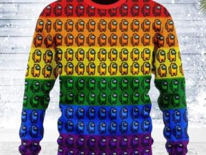 Among Us Gay Pride Ugly Christmas Sweater - Image 1