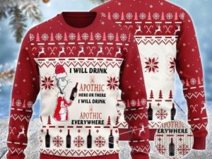Apothic Cat Hat Will Drink Everywhere Ugly Christmas Sweater - Image 1