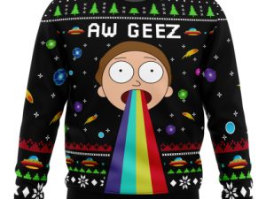 Aw Geez Rick And Morty Ugly Christmas Sweater - Image 1