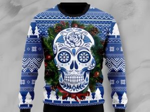 Awesome Sugar Skull Ugly Christmas Sweater Holiday Gift - Image 1