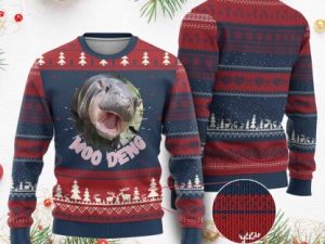 Baby Hippo Ugly Christmas Sweater Cute Pygmy Hippopotamus Bouncy Pig - Image 1