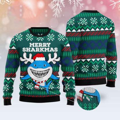 baby shark merry sharkmas christmas gift ugly christmas sweater 1 Baby Shark Merry Sharkmas Christmas Gift Ugly Christmas Sweater - Image 1