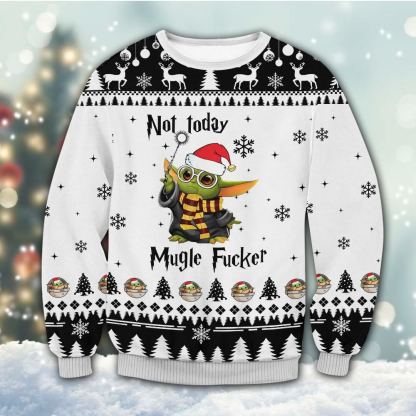 baby yoda muggle fucker ugly christmas sweater 1 Baby Yoda Muggle Fucker Ugly Christmas Sweater - Image 1