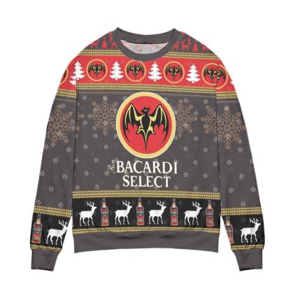 bacardi select reindeer snowflake pattern ugly christmas sweater 1 Bacardi Select Reindeer Snowflake Pattern Ugly Christmas Sweater - Image 1