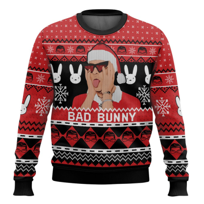 bad bunny ugly christmas sweater 1 Bad Bunny Ugly Christmas Sweater - Image 1