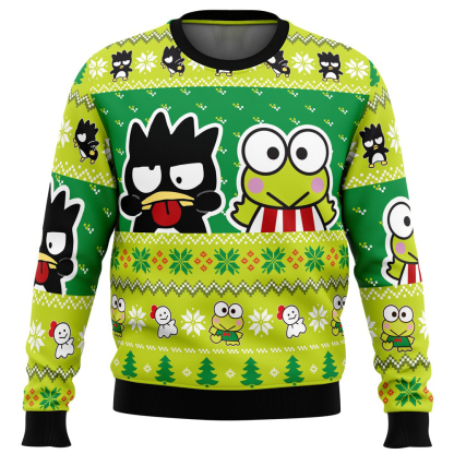 badtz maru and keroppi sanrio ugly christmas sweater 1 Badtz Maru And Keroppi Sanrio Ugly Christmas Sweater - Image 1