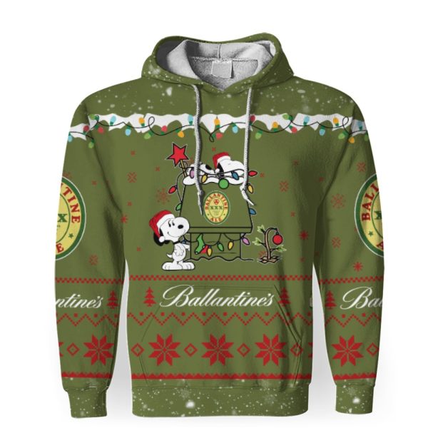 Ballantine Ale American Merry Christmas, Snoopy House Cute Fan Gift-3D Unisex Hoodie - Image 1