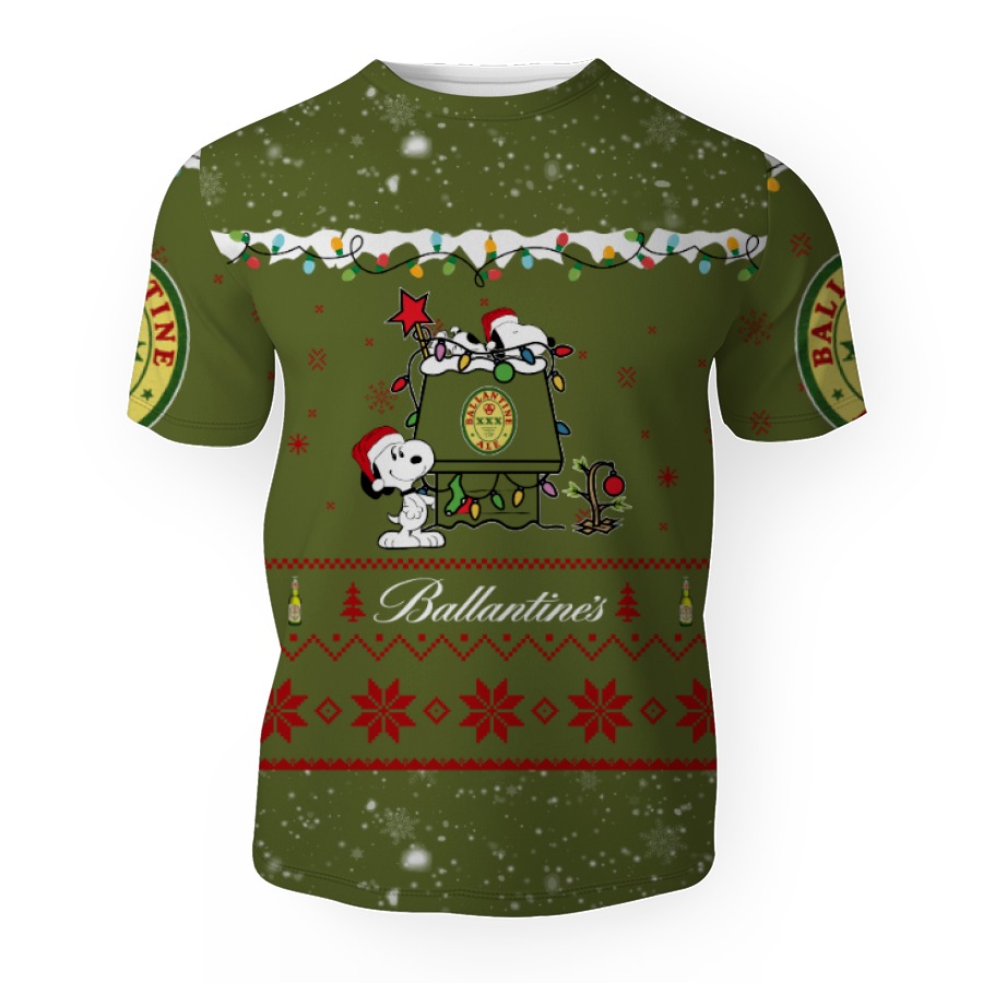 ballantine ale american merry christmas snoopy house cute fan gift 3d unisex t shirt 1 Ballantine Ale American Merry Christmas, Snoopy House Cute Fan Gift-3D Unisex T-Shirt - Image 1