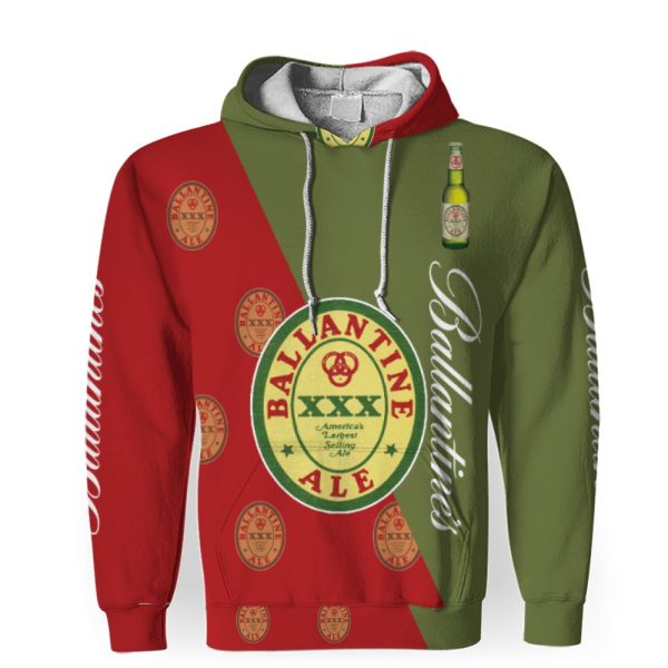 Ballantine Ale And Pattern Logo-3D Unisex Hoodie - Image 1