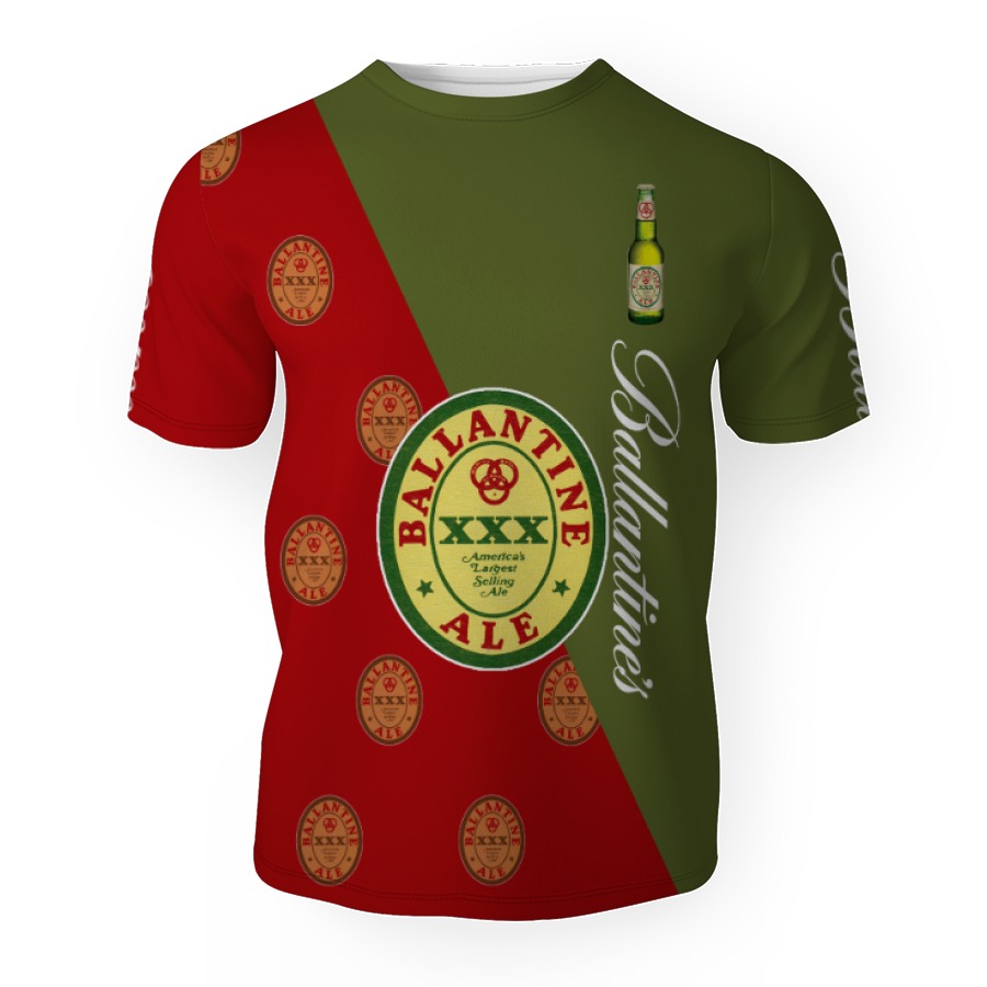 ballantine ale and pattern logo 3d unisex t shirt 1 Ballantine Ale And Pattern Logo-3D Unisex T-Shirt - Image 1