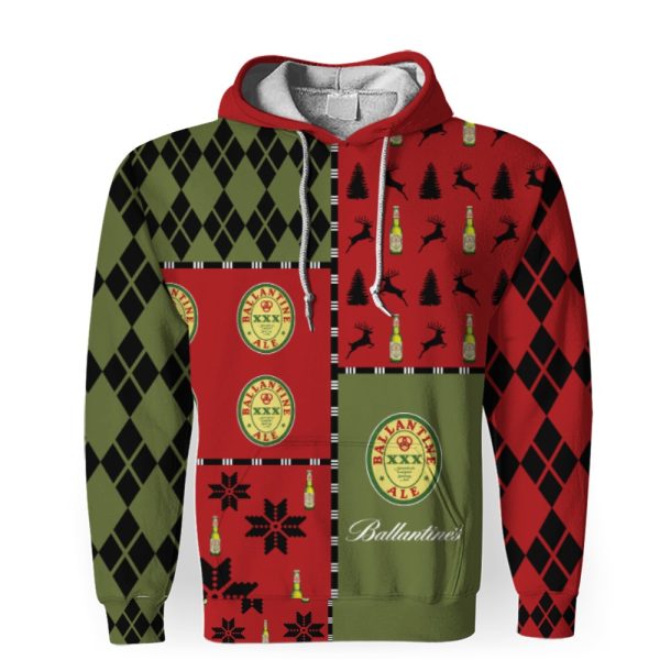 Ballantine Ale Merry Christmas And -3D Unisex Hoodie - Image 1
