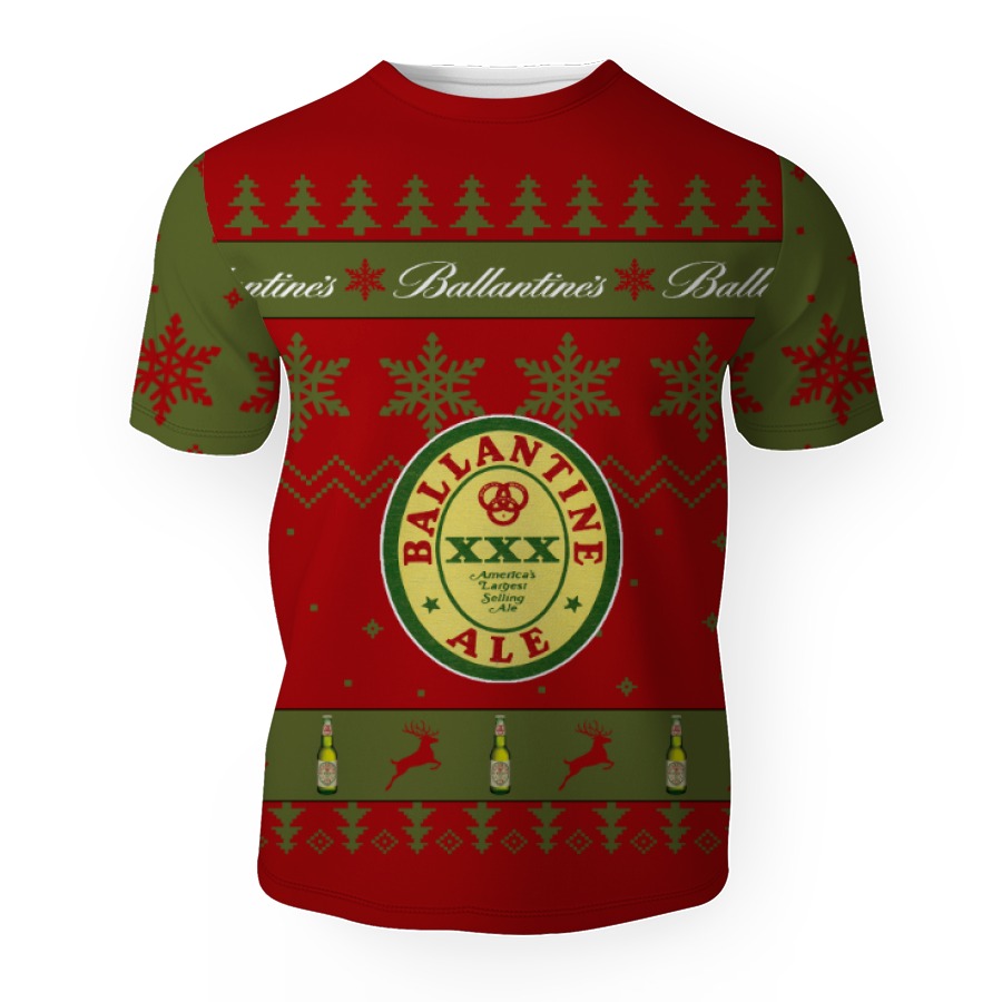 ballantine ale merry christmas unisex gift fan 3d unisex t shirt 1 Ballantine Ale Merry Christmas Unisex Gift Fan-3D Unisex T-Shirt - Image 1