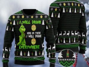 Ballantine Grinch Will Drink Everywhere Ugly Christmas Sweater - Image 1