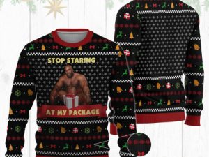 Barry Wood Stop Staring At My Package 3D Ugly Xmas Sweater Xmas - Image 1