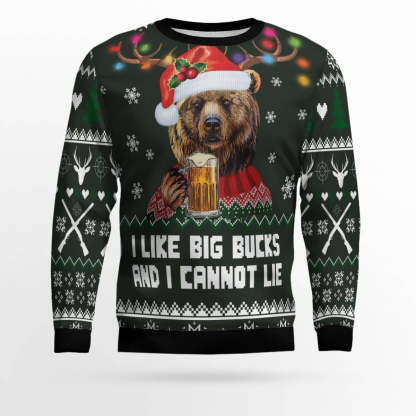 bear hunting and beer ugly christmas sweater 1 Bear Hunting And Beer Ugly Christmas Sweater - Image 1