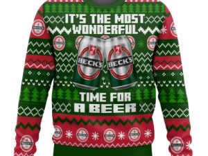 Becks Its The Most Wonderful Time For A Beer Ugly Christmas Sweater - Image 1