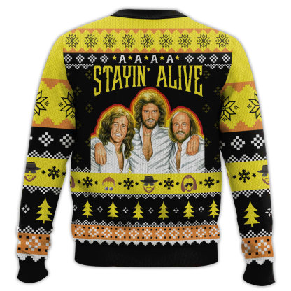 bee gees christmas ugly christmas sweater 2 Bee Gees Christmas Ugly Christmas Sweater - Image 2