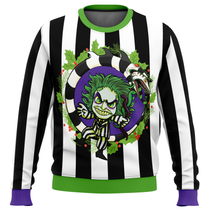 beetle juice ugly christmas sweater 1 Beetle Juice Ugly Christmas Sweater - Image 1