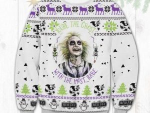 Beetlejuice Christmas Ugly Wool Knitted Sweater - Image 1