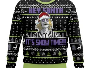 Beetlejuice It Snow Time Christmas Ugly Christmas Sweater - Image 1