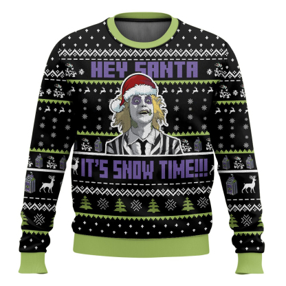 beetlejuice it snow time christmas ugly christmas sweater 1 Beetlejuice It Snow Time Christmas Ugly Christmas Sweater - Image 1