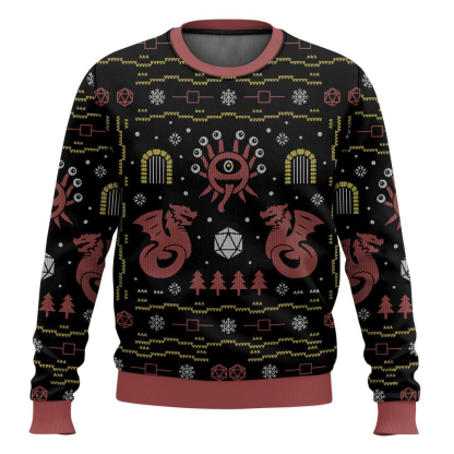beholder dungeons dragons ugly christmas sweater 1 Beholder Dungeons Dragons Ugly Christmas Sweater - Image 1