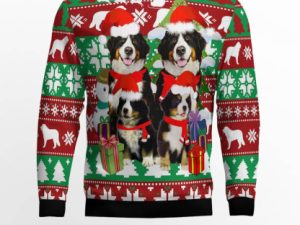 Bernese Mountain Dog Family Ugly Christmas Sweater - Image 1