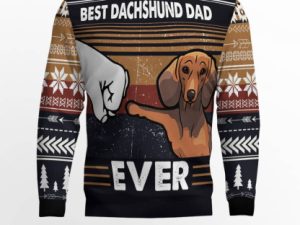 Best Dachshund Dad Ever Ugly Christmas Sweater - Image 1