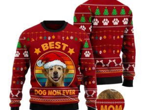 Best Dog Mom Ugly Christmas Sweater Christmas Gift Sweater - Image 1