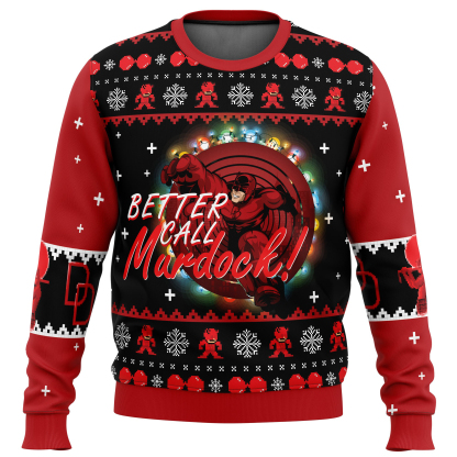 better call murdock daredevil ugly christmas sweater 1 Better Call Murdock Daredevil Ugly Christmas Sweater - Image 1