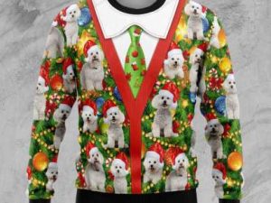 Bichon Xmas Pine Christmas Ugly Christmas Sweater - Image 1