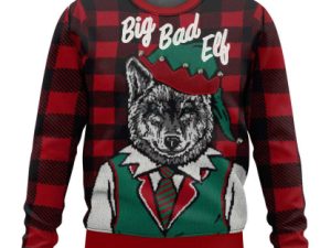 Big Bad Wolf Elf Christmas Ugly Christmas Sweater - Image 1