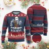 Bigfoot Ugly Christmas Sweater Believe Rock On Sasquatch Santa Hat - Image 1