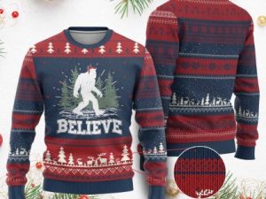 Bigfoot Ugly Christmas Sweater Funny Sasquatch Believe Lovers Gifts Xmas - Image 1