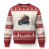Biker Grandpa Santa On Motorcycle Christmas Ugly Christmas Sweater - Image 1